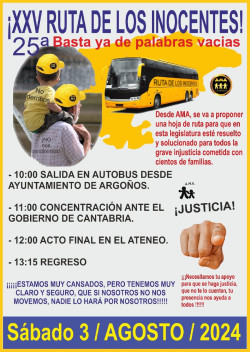 AMA celebra este s&aacute;bado su XXV Ruta de los Inocentes bajo el lema `Basta ya de palabras vac&iacute;as`