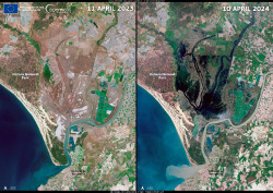 Copernicus publica una imagen que muestra la recuperaci&oacute;n de Do&ntilde;ana tras las lluvias de Semana Santa
