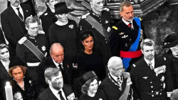 La Casa Real de Windsor sienta en el mismo banco a la Casa Real Espa&ntilde;ola Felipe VI ,JUAN CARLOS I,Reina Sofia y Reina Leticia en el funeral de Isabel II