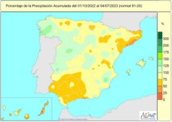 La falta de lluvias acumulada en Espa&ntilde;a desde que comenz&oacute; el a&ntilde;o hidrol&oacute;gico baja al 14%