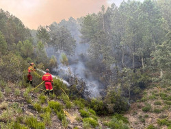 Los medios a&eacute;reos dejan el incendio de Sevilleja que rebaja los efectivos a 32 personas y 7 terrestres