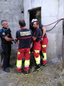 Rescatado un hombre de 89 a&ntilde;os que hab&iacute;a quedado atrapado entre una pared y varios fardos de silo en Laredo
