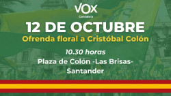 Vox Cantabria rendir&aacute; hoy homenaje a Crist&oacute;bal Col&oacute;n en Santander