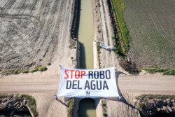 WWF despliega pancartas gigantes en Do&ntilde;ana, Daimiel y Mar Menor para exigir el "fin de la impunidad" en el robo de agua