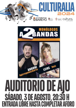 El Auditorio Municipal de Bareyo acoge el s&aacute;bado `Mon&oacute;logos a dos bandas`