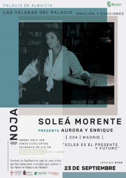 Soleá Morente protagoniza en Noja el tercer concierto de `Las Veladas del Palacio`
