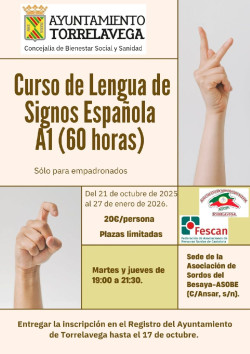 Torrelavega impartirá un curso de lengua de signos de nivel A1 para impulsar la integración de las personas sordas